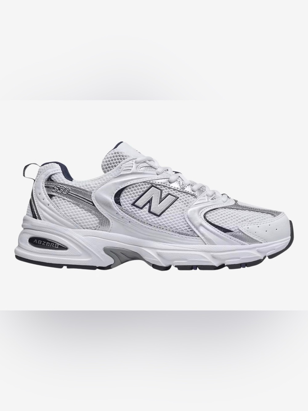 New Balance Men's White and Silver Athletic Sneaker
